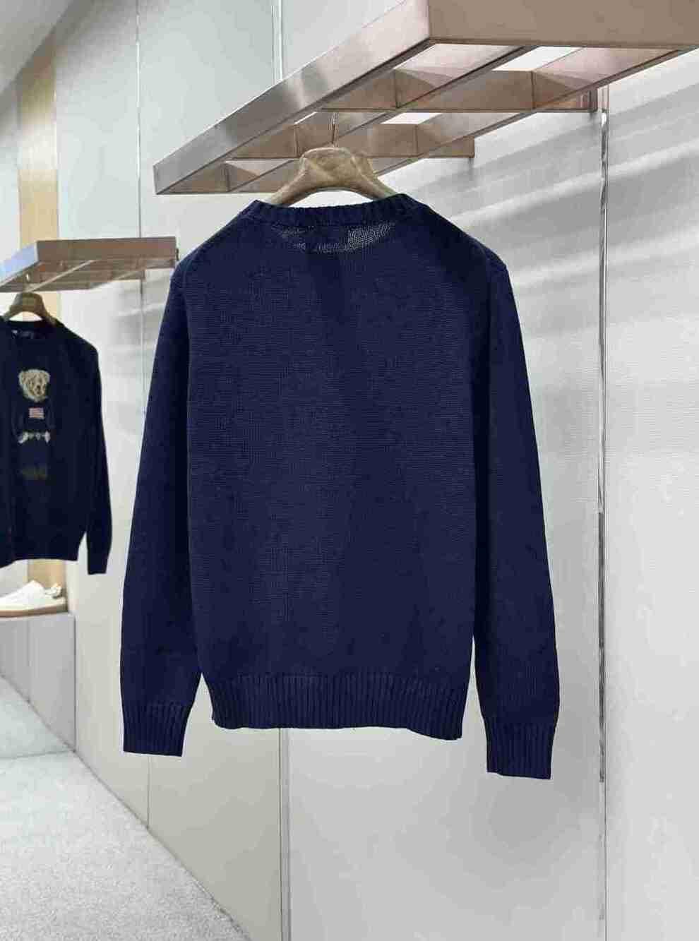 Polo Ralph Lauren Flag Polo Bear Knit Sweater Navy Blue Preppy Pullover - Picture 2 of 5